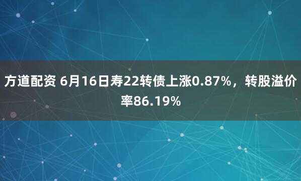 方道配资 6月16日寿22转债上涨0.87%，转股溢价率86.19%